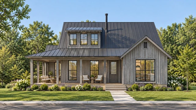 A contemporary farmhouse — exterior architectural visualization