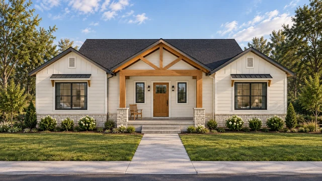 Timber gables — exterior architectural visualization